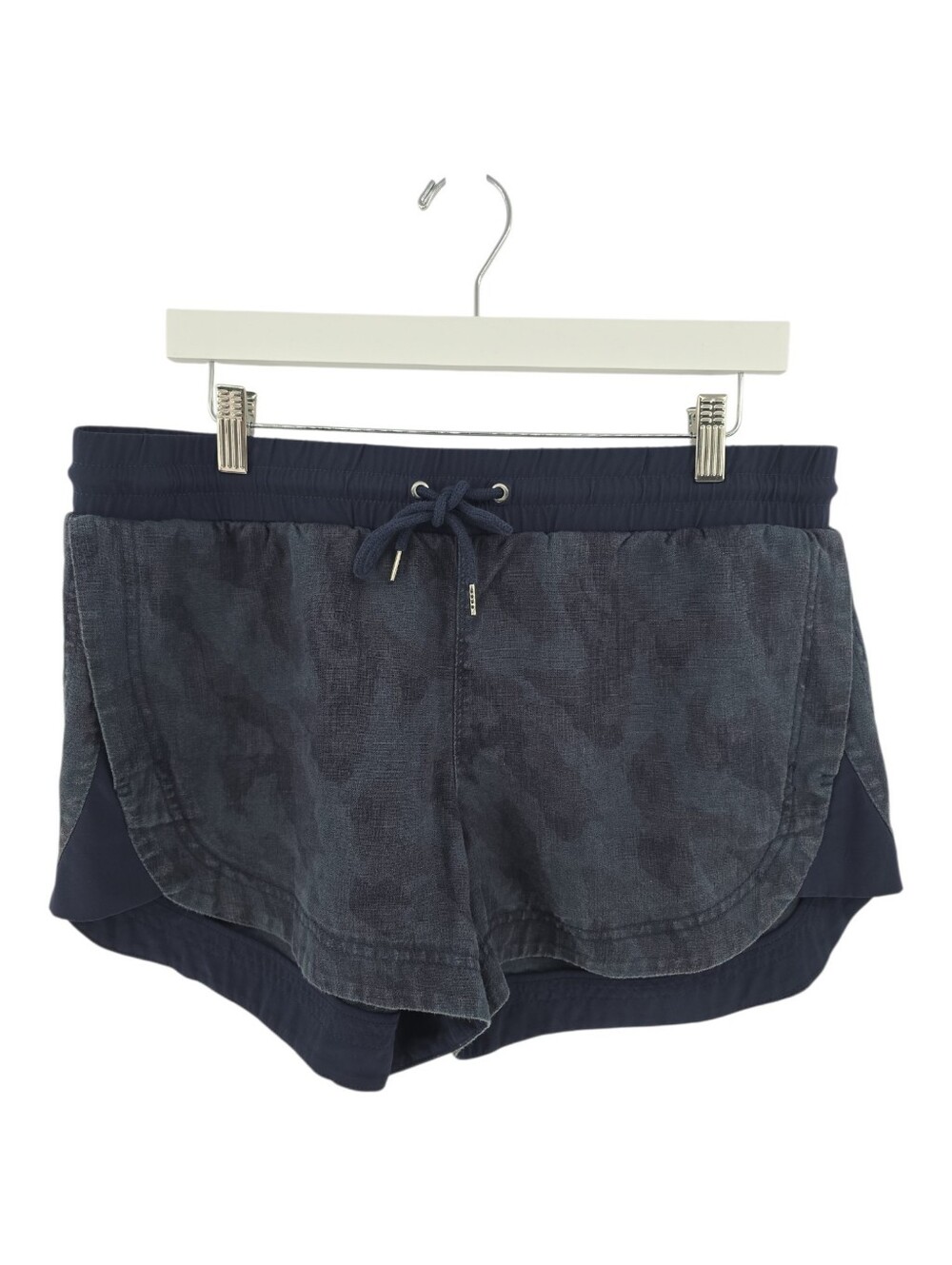 Athleta Camouflage Short in Blue Size 12 Drawstring 100% Linen